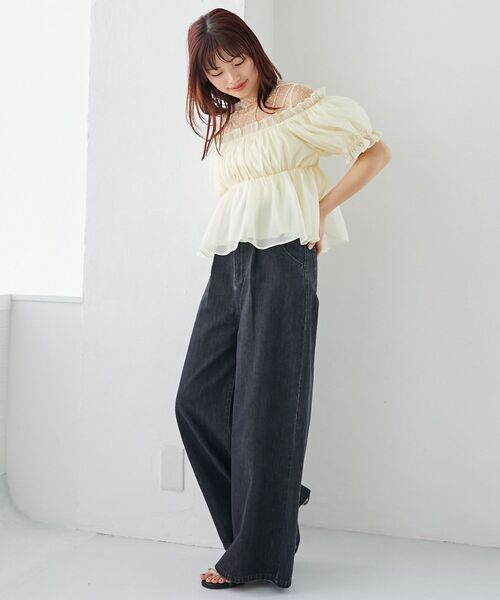 MAJESTIC LEGON（マジェスティックレゴン）の「インナーセットフリルブラウス（シャツ/ブラウス・レディース・ピンク/ブラック/アイボリー・MEDIUM）」の7枚目の写真
