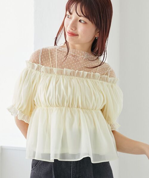MAJESTIC LEGON（マジェスティックレゴン）の「インナーセットフリルブラウス（シャツ/ブラウス・レディース・ピンク/ブラック/アイボリー・MEDIUM）」の9枚目の写真