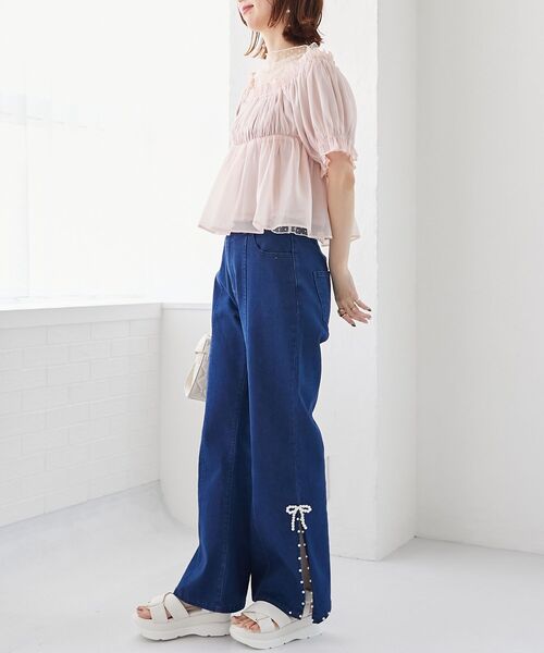 MAJESTIC LEGON（マジェスティックレゴン）の「インナーセットフリルブラウス（シャツ/ブラウス・レディース・ピンク/ブラック/アイボリー・MEDIUM）」の5枚目の写真
