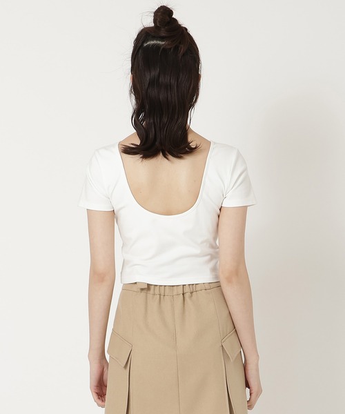 REDYAZEL（レディアゼル）の「カップ付きTシャツ（Tシャツ/カットソー・レディース・ブラック/オフホワイト/ライトグレー・FREE）」の5枚目の写真