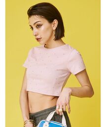 EVRIS | ラインストーンコンパクトTシャツ(Tシャツ/カットソー)