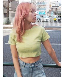 EVRIS | ラインストーンコンパクトTシャツ(Tシャツ/カットソー)