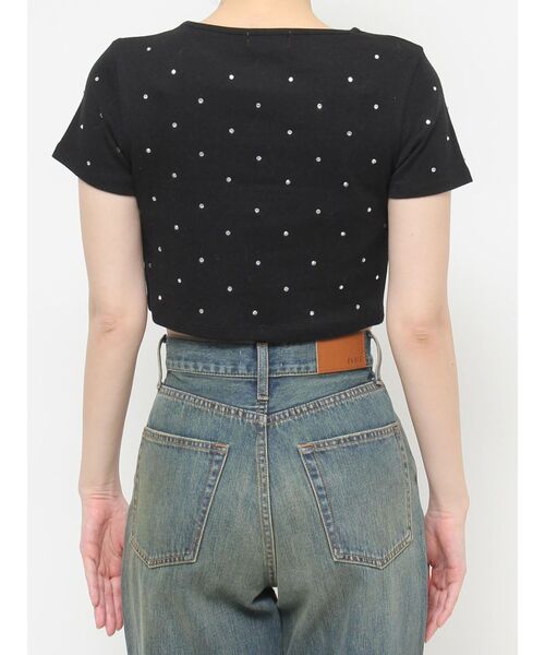 EVRIS（エヴリス）の「ラインストーンコンパクトTシャツ（Tシャツ/カットソー・レディース・ピンク/グリーン/ホワイト/ブラック・FREE）」の16枚目の写真