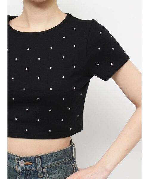 EVRIS（エヴリス）の「ラインストーンコンパクトTシャツ（Tシャツ/カットソー・レディース・ピンク/グリーン/ホワイト/ブラック・FREE）」の18枚目の写真