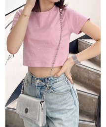 EVRIS | ラインストーンコンパクトTシャツ(Tシャツ/カットソー)