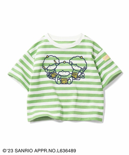 シロップ.(シロップ.)の「サンリオキャラクターコラボ カラーボーダーのTシャツ:キッズ(Tシャツ/カットソー・キッズ・ベージュ/グリーン/ブルー・13/12/11)」の2枚目の写真