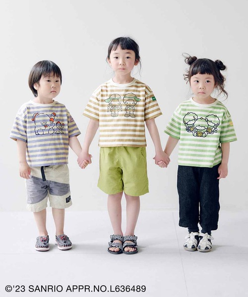 シロップ.(シロップ.)の「サンリオキャラクターコラボ カラーボーダーのTシャツ:キッズ(Tシャツ/カットソー・キッズ・ベージュ/グリーン/ブルー・13/12/11)」の16枚目の写真