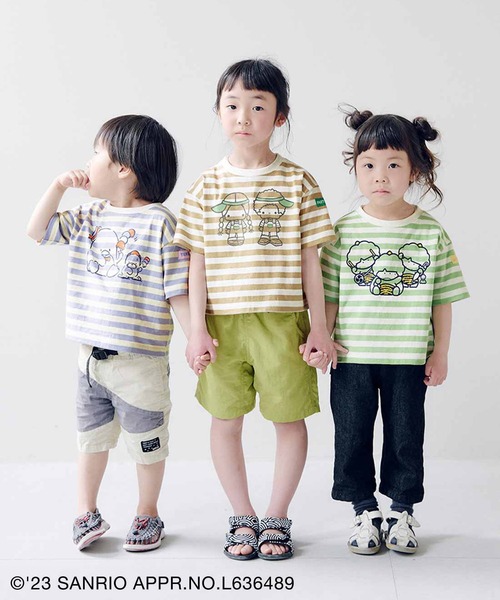 シロップ.(シロップ.)の「サンリオキャラクターコラボ カラーボーダーのTシャツ:キッズ(Tシャツ/カットソー・キッズ・ベージュ/グリーン/ブルー・13/12/11)」の17枚目の写真