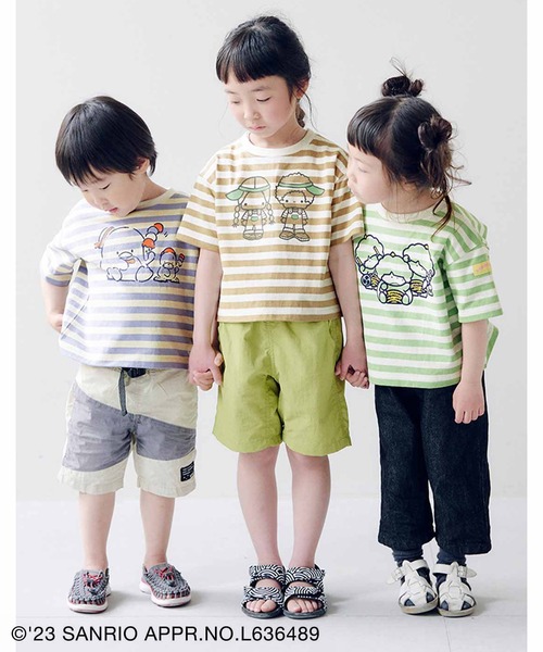 シロップ.(シロップ.)の「サンリオキャラクターコラボ カラーボーダーのTシャツ:キッズ(Tシャツ/カットソー・キッズ・ベージュ/グリーン/ブルー・13/12/11)」の18枚目の写真