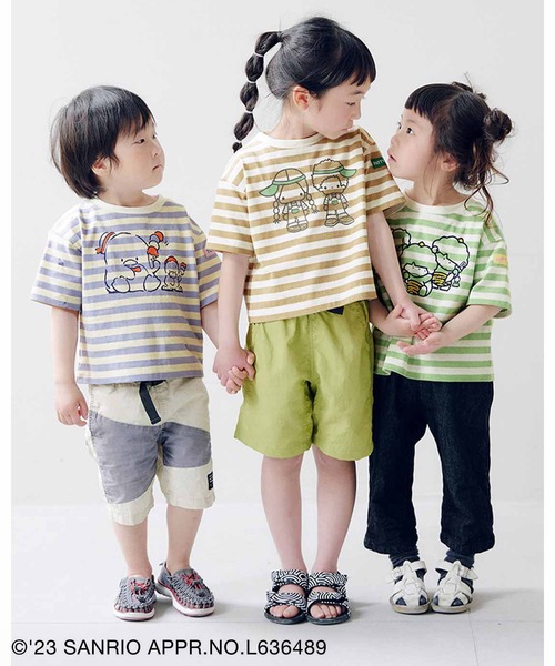 シロップ.(シロップ.)の「サンリオキャラクターコラボ カラーボーダーのTシャツ:キッズ(Tシャツ/カットソー・キッズ・ベージュ/グリーン/ブルー・13/12/11)」の19枚目の写真
