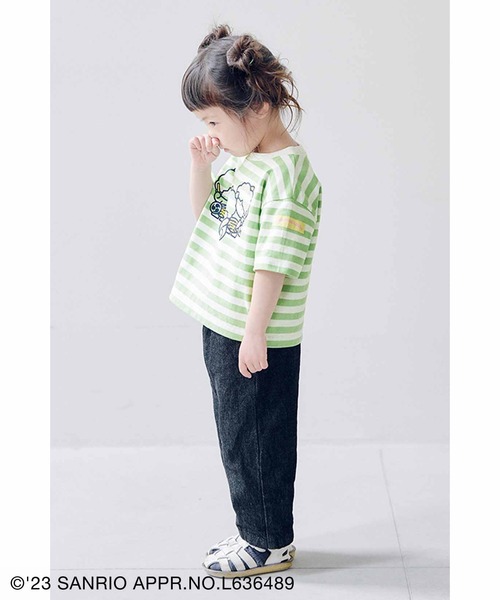 シロップ.(シロップ.)の「サンリオキャラクターコラボ カラーボーダーのTシャツ:キッズ(Tシャツ/カットソー・キッズ・ベージュ/グリーン/ブルー・13/12/11)」の6枚目の写真