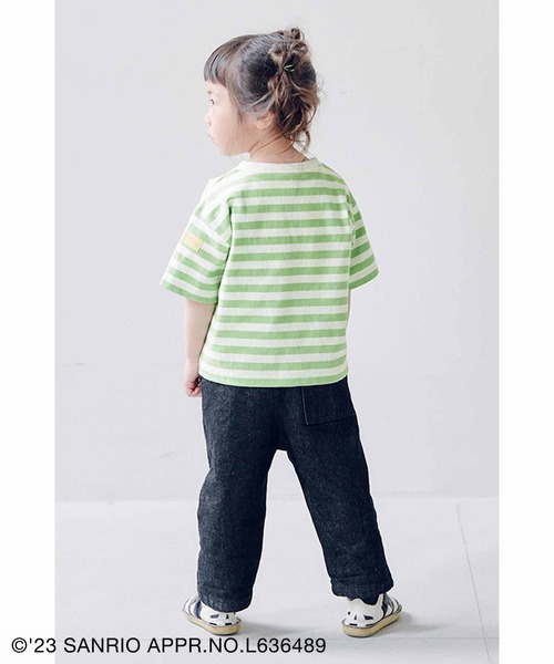 シロップ.(シロップ.)の「サンリオキャラクターコラボ カラーボーダーのTシャツ:キッズ(Tシャツ/カットソー・キッズ・ベージュ/グリーン/ブルー・13/12/11)」の7枚目の写真