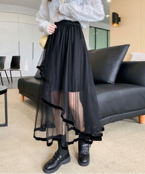 LADY LIKE（レディライク）の「パイピングチュールスカート（スカート・レディース・ブラック/アイボリー・M）」の11枚目の写真