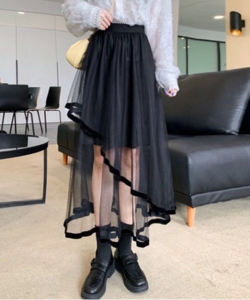 LADY LIKE（レディライク）の「パイピングチュールスカート（スカート・レディース・ブラック/アイボリー・M）」の12枚目の写真