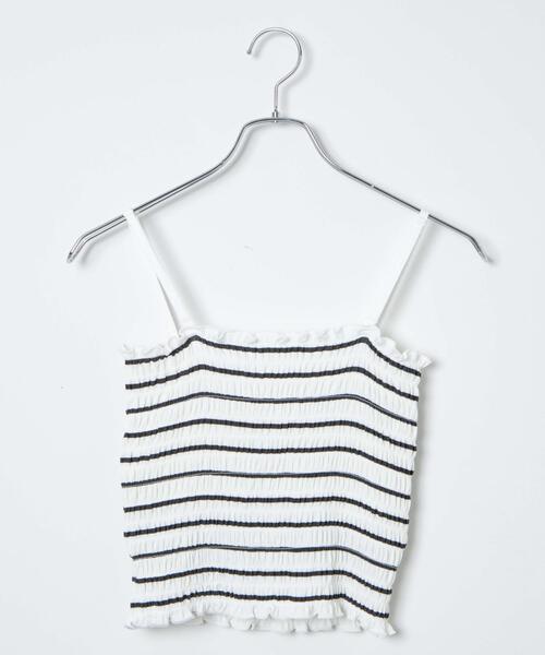 WEGO（ウィゴー）の「WEGO/2WAYシャーリングキャミ（キャミソール・レディース・ブラック/オフホワイト/その他1・FREE）」の6枚目の写真