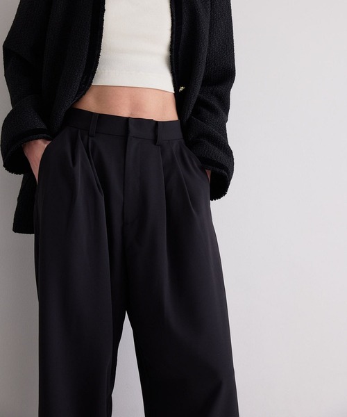 N WITH.（エヌウィズ）の「ダブルタックパンツ（スラックス・レディース・ブラック/ライトグリーン・M/S）」の12枚目の写真