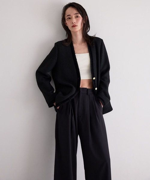 N WITH.（エヌウィズ）の「ダブルタックパンツ（スラックス・レディース・ブラック/ライトグリーン・M/S）」の14枚目の写真