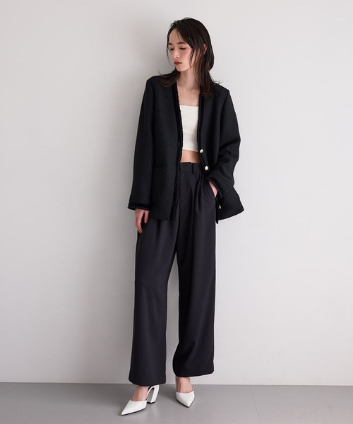 N WITH.（エヌウィズ）の「ダブルタックパンツ（スラックス・レディース・ブラック/ライトグリーン・M/S）」の15枚目の写真