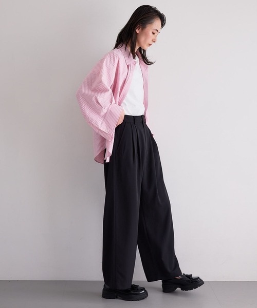 N WITH.（エヌウィズ）の「ダブルタックパンツ（スラックス・レディース・ブラック/ライトグリーン・M/S）」の10枚目の写真