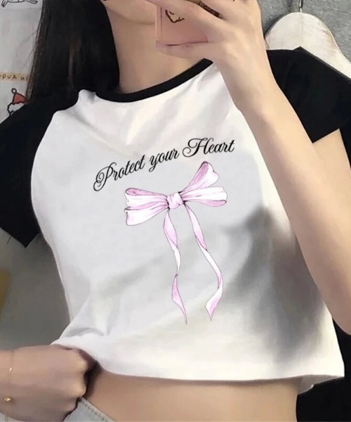 セール】クロップドリボンちびT（Tシャツ/カットソー）｜LAC