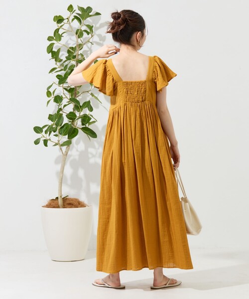 FREAK'S STORE（フリークスストア）の「限定展開　インド ダブルガーゼ バックシャン フリル ワンピース（ワンピース・レディース・イエロー/ブルーグリーン/ブラック/オフホワイト・SMALL/MEDIUM）」の11枚目の写真