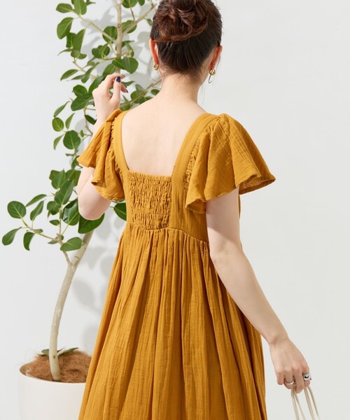 FREAK'S STORE（フリークスストア）の「限定展開　インド ダブルガーゼ バックシャン フリル ワンピース（ワンピース・レディース・イエロー/ブルーグリーン/ブラック/オフホワイト・SMALL/MEDIUM）」の12枚目の写真