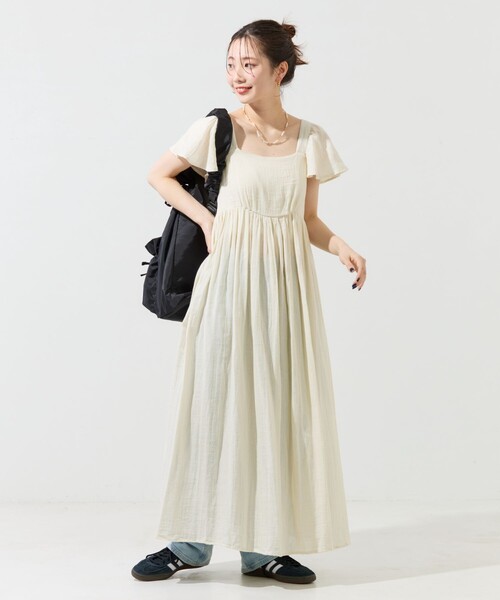 FREAK'S STORE（フリークスストア）の「限定展開　インド ダブルガーゼ バックシャン フリル ワンピース（ワンピース・レディース・イエロー/ブルーグリーン/ブラック/オフホワイト・SMALL/MEDIUM）」の21枚目の写真