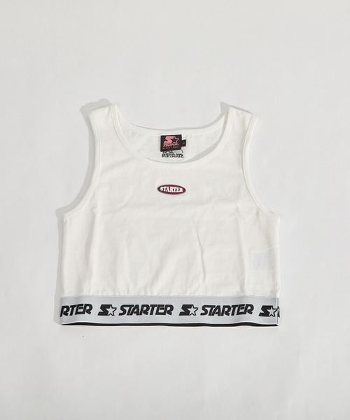 STARTER(スターター)の「STARTER ロゴテープ ショートタンクトップ / レディース ショート丈 ノースリーブ(タンクトップ・レディース・ホワイト/ブラック・M/L)」の3枚目の写真