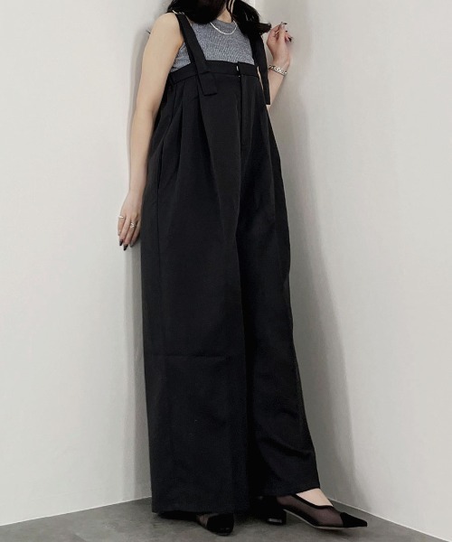 サロペット・オーバーオール・オールインワン gom shoulder salopette (black) サロペット・オーバーオール・オールインワン gom shoulder