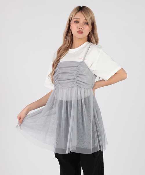 INTERPLANET（インタープラネット）の「ドロストバックリボン　キャミチュニック（キャミソール・レディース・アイボリー/グレー/ブラック・FREE）」の3枚目の写真