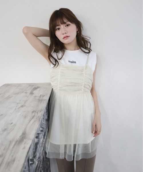 INTERPLANET（インタープラネット）の「ドロストバックリボン　キャミチュニック（キャミソール・レディース・アイボリー/グレー/ブラック・FREE）」の2枚目の写真