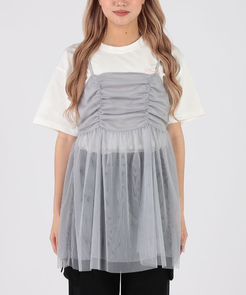 INTERPLANET（インタープラネット）の「ドロストバックリボン　キャミチュニック（キャミソール・レディース・アイボリー/グレー/ブラック・FREE）」の6枚目の写真