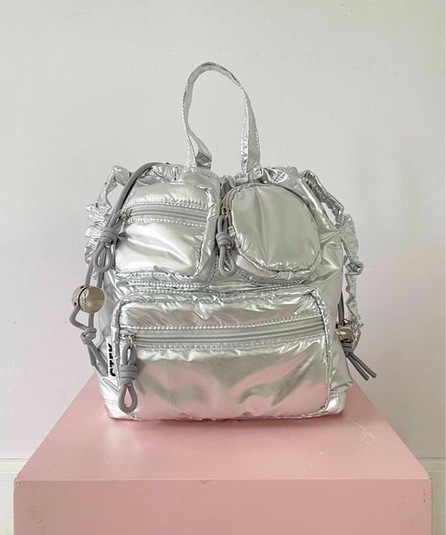 CONTROL FREAK（コントロールフリーク）の「CONTROL FREAK / CTFK（コントロールフリーク）撥水ギャザーマルチポケットショルダー（ショルダーバッグ・レディース・チャコール/アイボリー/ブルー/シルバー/オレンジ/ピンク・FREE）」の12枚目の写真