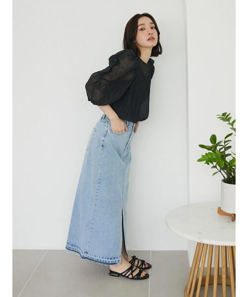 ELENCARE DUE（エレンカーレデュエ）の「・ELENCARE　DUE　デニムロングスカート（スカート・レディース・インディゴブルー/ライトインディゴブルー/杢グレー・FREE）」の15枚目の写真