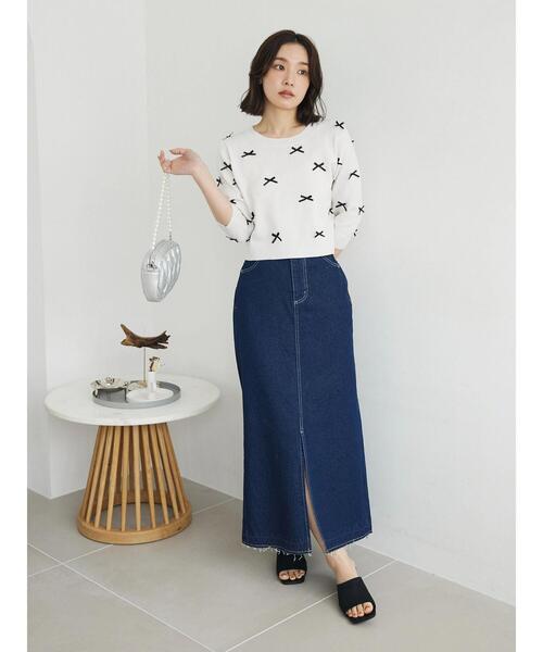 ELENCARE DUE（エレンカーレデュエ）の「・ELENCARE　DUE　デニムロングスカート（スカート・レディース・インディゴブルー/ライトインディゴブルー/杢グレー・FREE）」の8枚目の写真