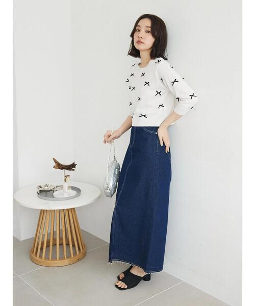 ELENCARE DUE（エレンカーレデュエ）の「・ELENCARE　DUE　デニムロングスカート（スカート・レディース・インディゴブルー/ライトインディゴブルー/杢グレー・FREE）」の9枚目の写真