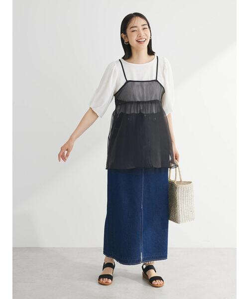 ELENCARE DUE（エレンカーレデュエ）の「・ELENCARE　DUE　デニムロングスカート（スカート・レディース・インディゴブルー/ライトインディゴブルー/杢グレー・FREE）」の6枚目の写真
