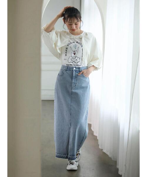 ELENCARE DUE（エレンカーレデュエ）の「・ELENCARE　DUE　デニムロングスカート（スカート・レディース・インディゴブルー/ライトインディゴブルー/杢グレー・FREE）」の13枚目の写真