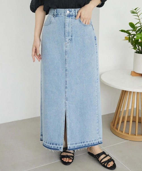 ELENCARE DUE（エレンカーレデュエ）の「・ELENCARE　DUE　デニムロングスカート（スカート・レディース・インディゴブルー/ライトインディゴブルー/杢グレー・FREE）」の3枚目の写真