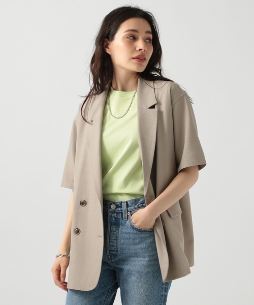 BAYFLOW（ベイフロー）の「ハーフスリーブダブルジャケット（テーラードジャケット・レディース・アイボリー/チャコール/モカ・SMALL/MEDIUM）」の6枚目の写真