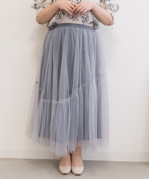 CLETTE(クレット)の「アシメ切替チュールスカート(スカート・レディース・ブラック/ブルーグレー/チャコールグレー・LL/3L/4L)」の22枚目の写真