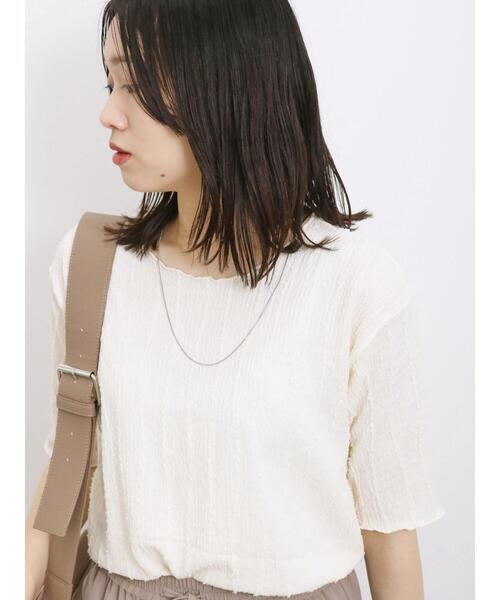 Samansa Mos2 blue（サマンサモスモスブルー）の「◎ジャカードフリンジプルオーバー（Tシャツ/カットソー・レディース・カーキ/ブラック/キナリ・F）」の2枚目の写真