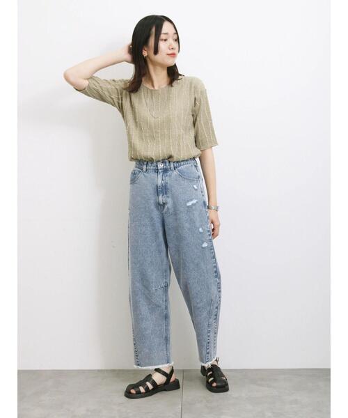 Samansa Mos2 blue（サマンサモスモスブルー）の「◎ジャカードフリンジプルオーバー（Tシャツ/カットソー・レディース・カーキ/ブラック/キナリ・F）」の13枚目の写真