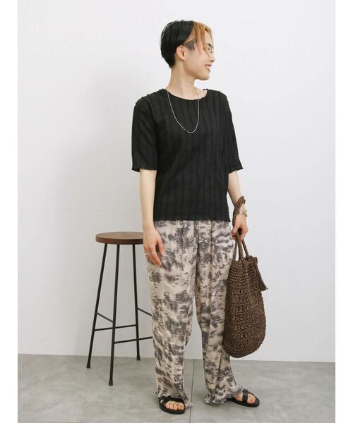 Samansa Mos2 blue（サマンサモスモスブルー）の「◎ジャカードフリンジプルオーバー（Tシャツ/カットソー・レディース・カーキ/ブラック/キナリ・F）」の11枚目の写真