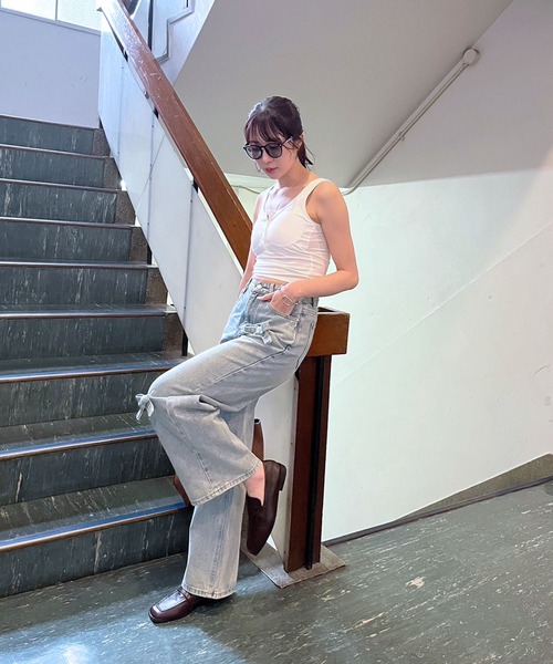 Jewelobe(ジュエローブ)の「フェイクヘンリーネッククロップドブラタンクトップ(パット付き)(タンクトップ・レディース・ブラウン/オフホワイト/グレー/ブラック・FREE)」の12枚目の写真