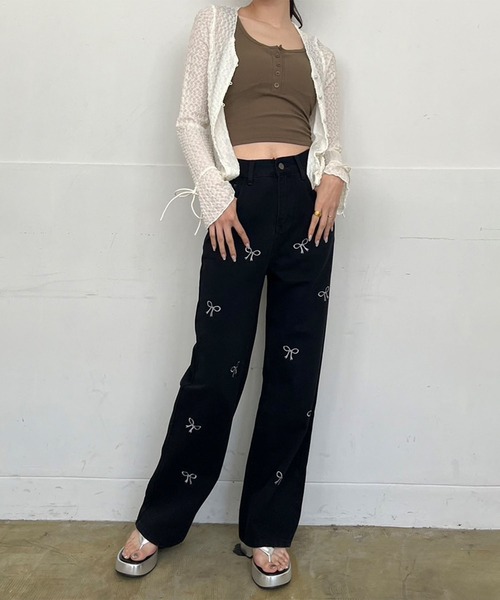 Jewelobe(ジュエローブ)の「フェイクヘンリーネッククロップドブラタンクトップ(パット付き)(タンクトップ・レディース・ブラウン/オフホワイト/グレー/ブラック・FREE)」の20枚目の写真