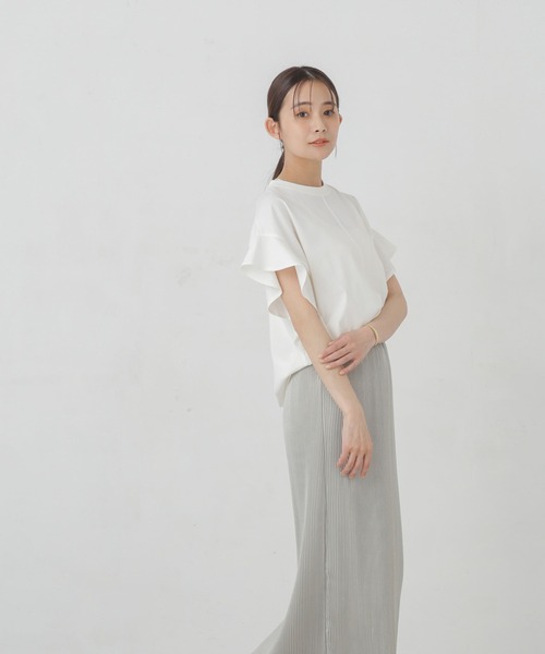 NANO universe（ナノユニバース）の「Polygiene フレアスリーブカットトップス（Tシャツ/カットソー・レディース・イエロー/ホワイト/ブラック・FREE）」の16枚目の写真