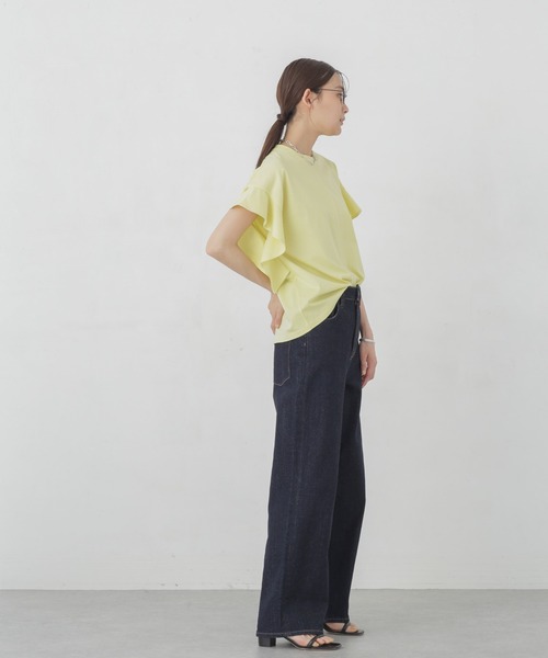 NANO universe（ナノユニバース）の「Polygiene フレアスリーブカットトップス（Tシャツ/カットソー・レディース・イエロー/ホワイト/ブラック・FREE）」の22枚目の写真