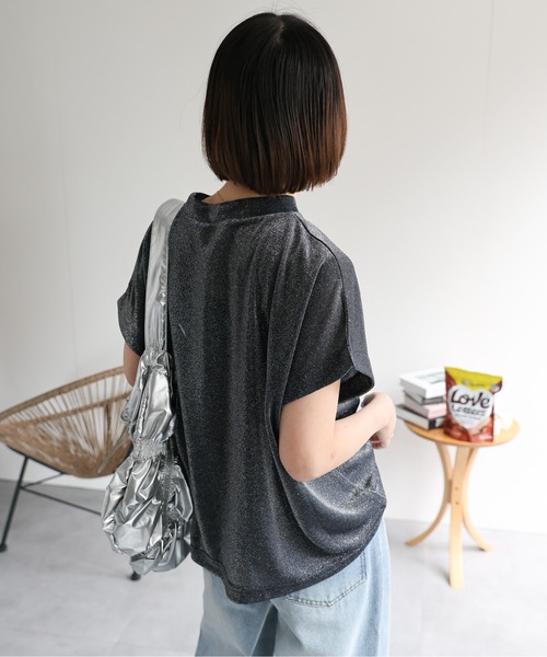 ap retro(アプレトロ)の「ラメフレンチスリーブトップス(Tシャツ/カットソー・レディース・アイボリー/ブラック・MEDIUM)」の20枚目の写真
