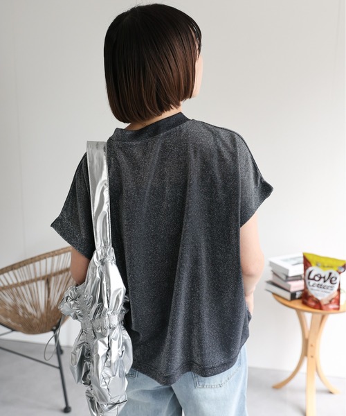ap retro(アプレトロ)の「ラメフレンチスリーブトップス(Tシャツ/カットソー・レディース・アイボリー/ブラック・MEDIUM)」の19枚目の写真